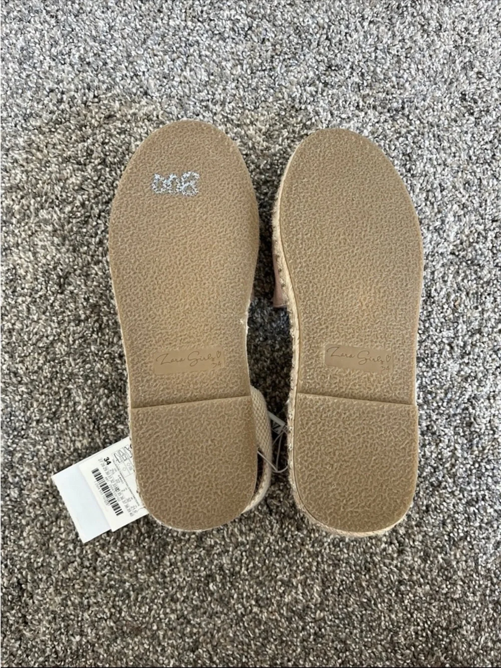 NWT Zara Girls Two-Tone Canvas Espadrilles Shoes Flats | Size 34 (US 2.5)